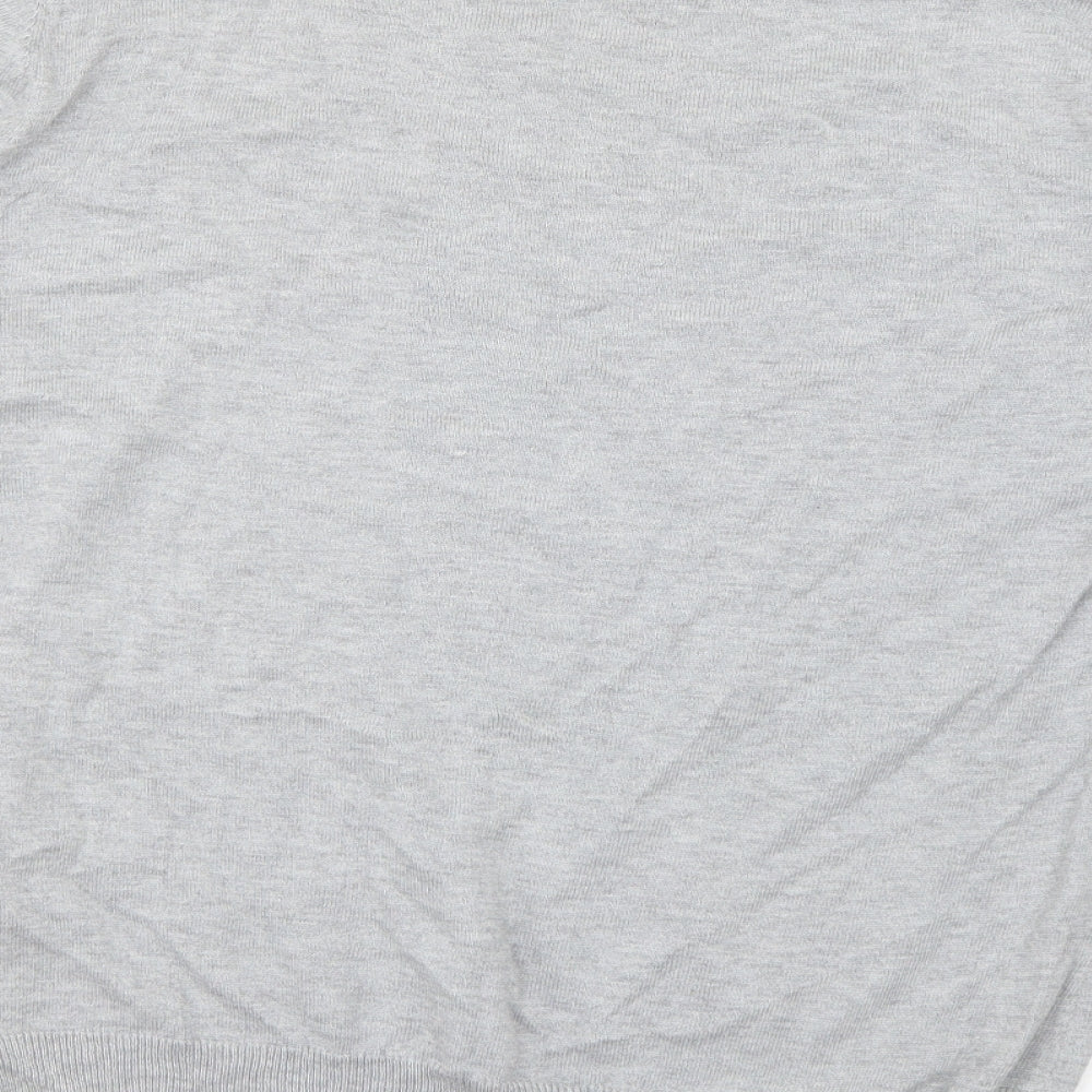 Warehouse Womens Grey Round Neck Cotton Pullover Jumper Size 14