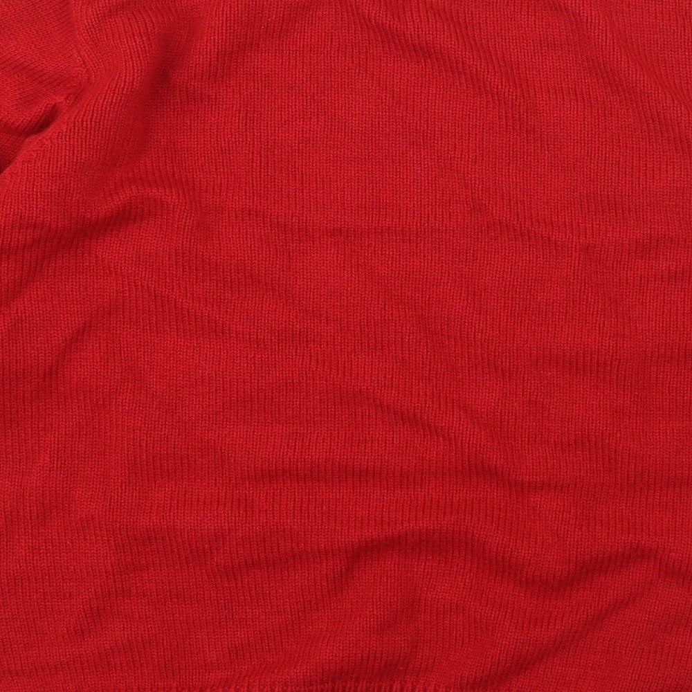 TU Girls Red Round Neck Acrylic Pullover Jumper Size L Pullover - Santa Claus