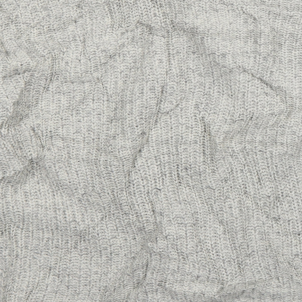 New Look Womens Grey Boat Neck Acrylic Pullover Jumper Size M