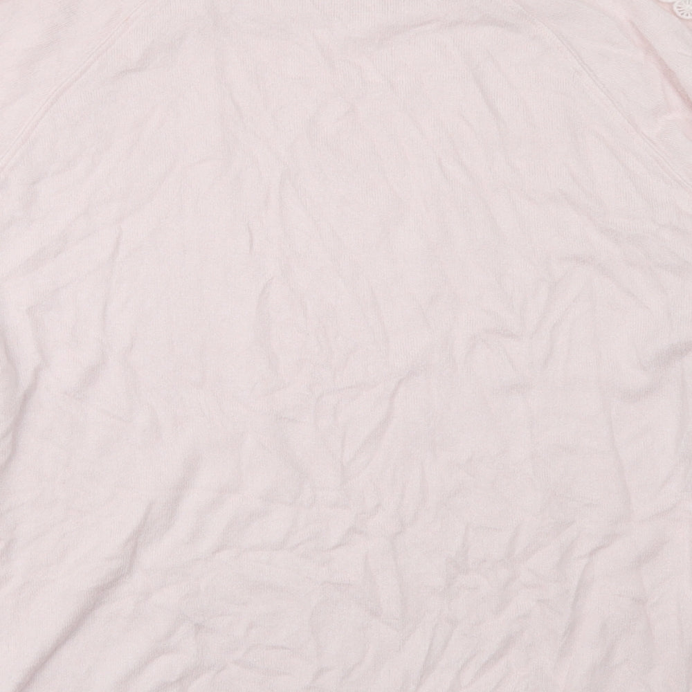 M&Co Womens Pink Viscose Pullover Sweatshirt Size 12 - Lace Sleeve Detail