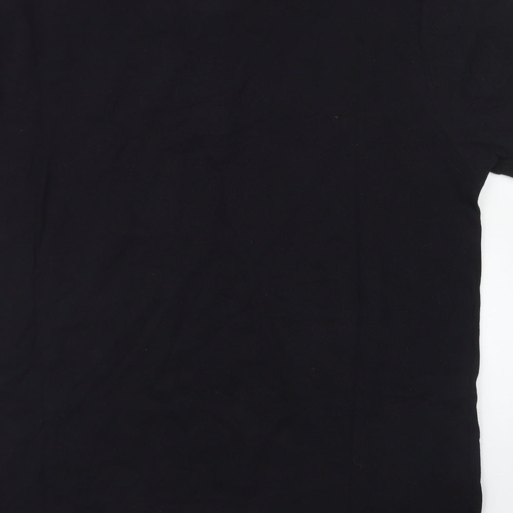 Easy Mens Black Cotton Polo Size L Collared Button