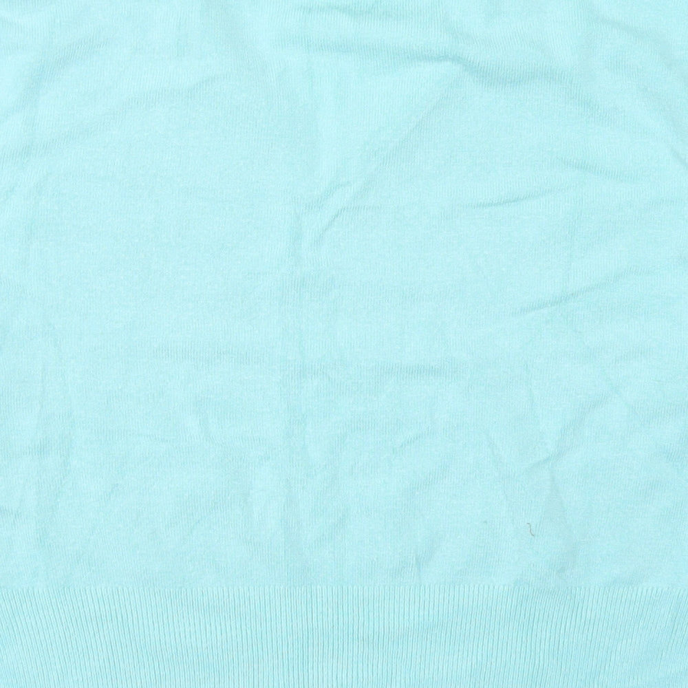 Nouveau Edition Womens Blue Collared Viscose Pullover Jumper Size L