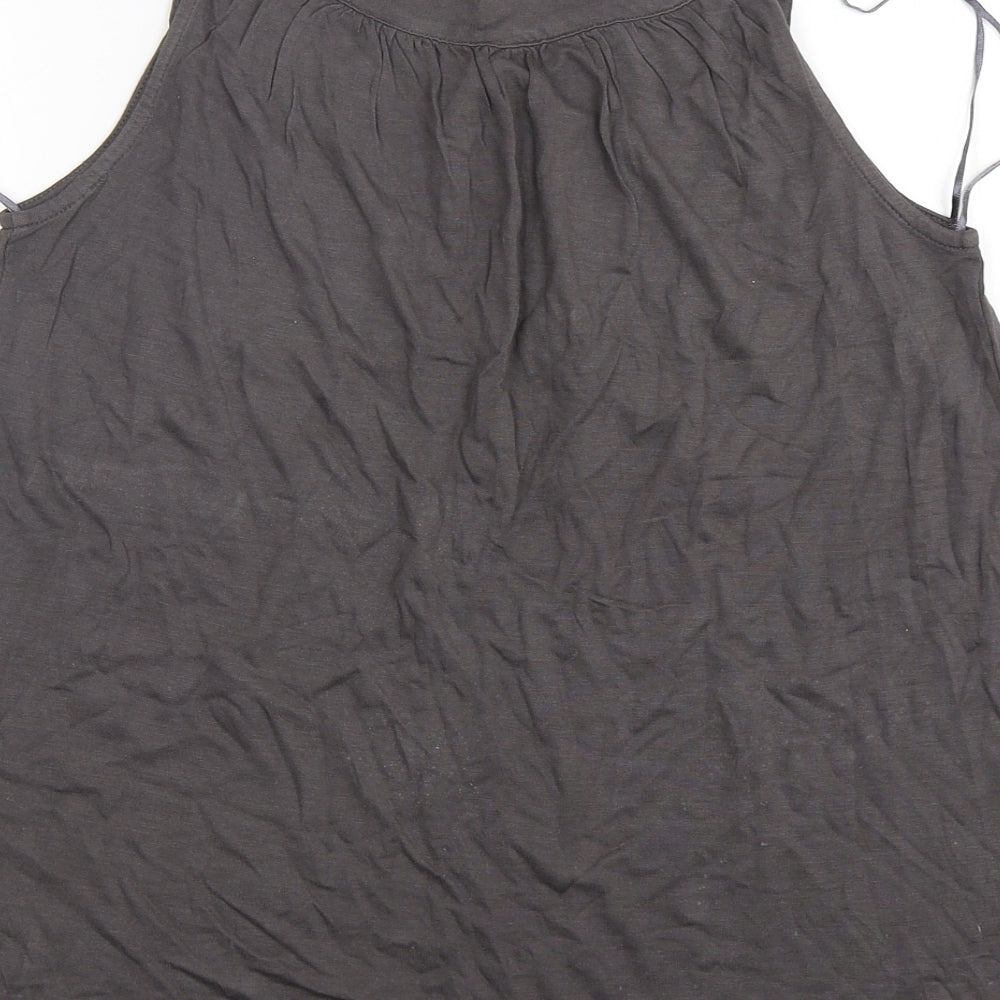 Monsoon Womens Grey Viscose Basic Tank Size 10 Round Neck