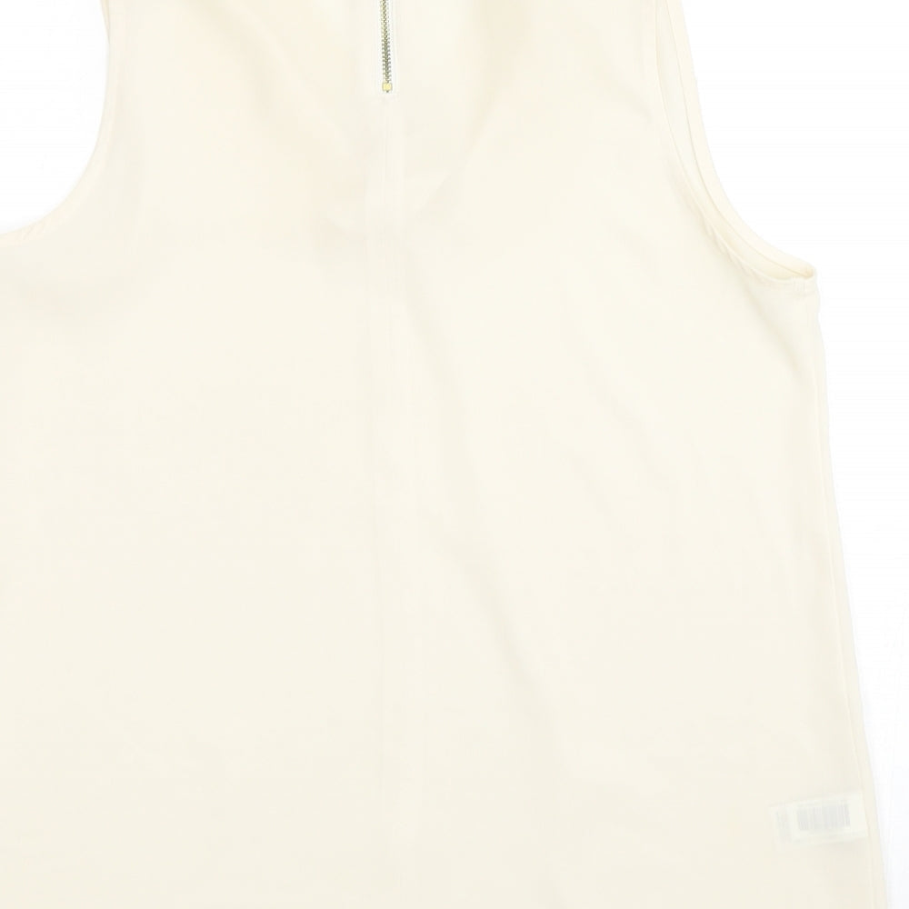 NEXT Womens Beige Polyester Basic Blouse Size 10 V-Neck