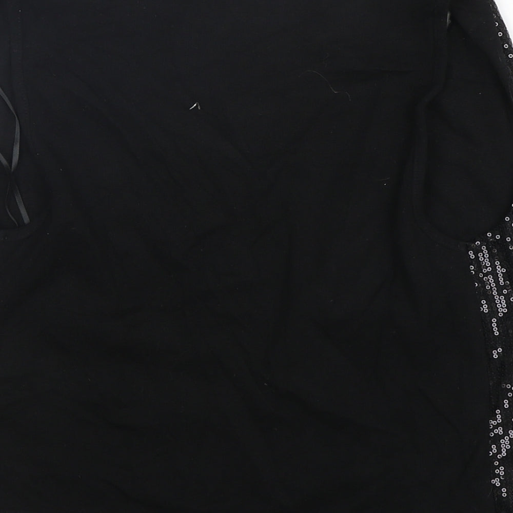 M&Co Womens Black V-Neck Polyester Cardigan Jumper Size 10