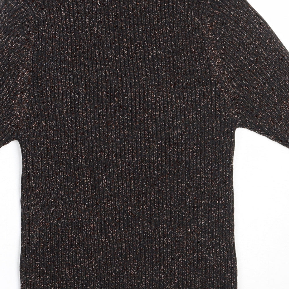 New Look Womens Black Viscose Basic Blouse Size 8 V-Neck