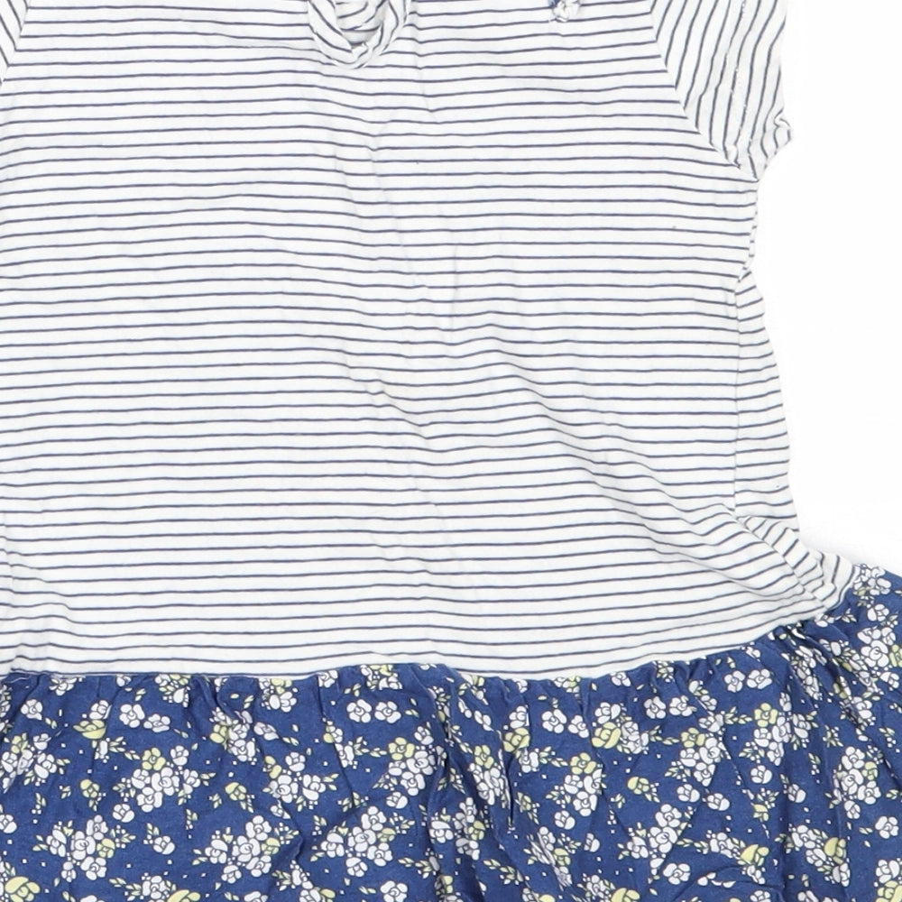 Nutmeg Girls Blue Cotton Fit & Flare Size 18-24 Months Round Neck
