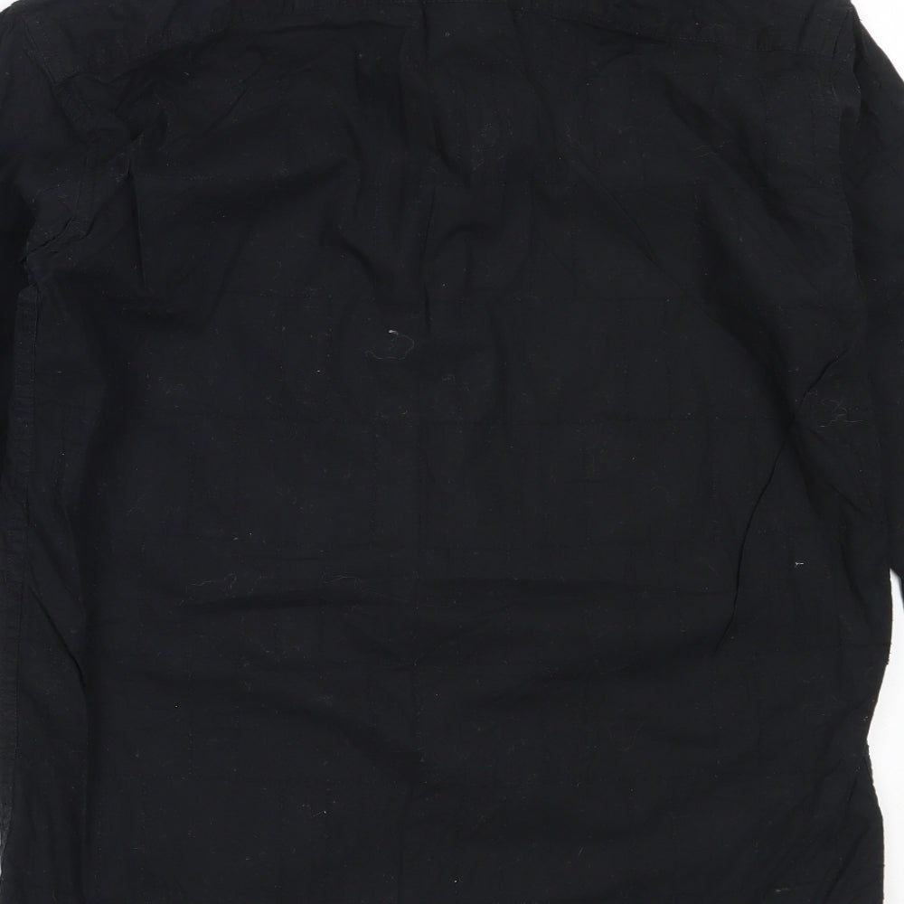 Fiori Mens Black Cotton Button-Up Size S Collared