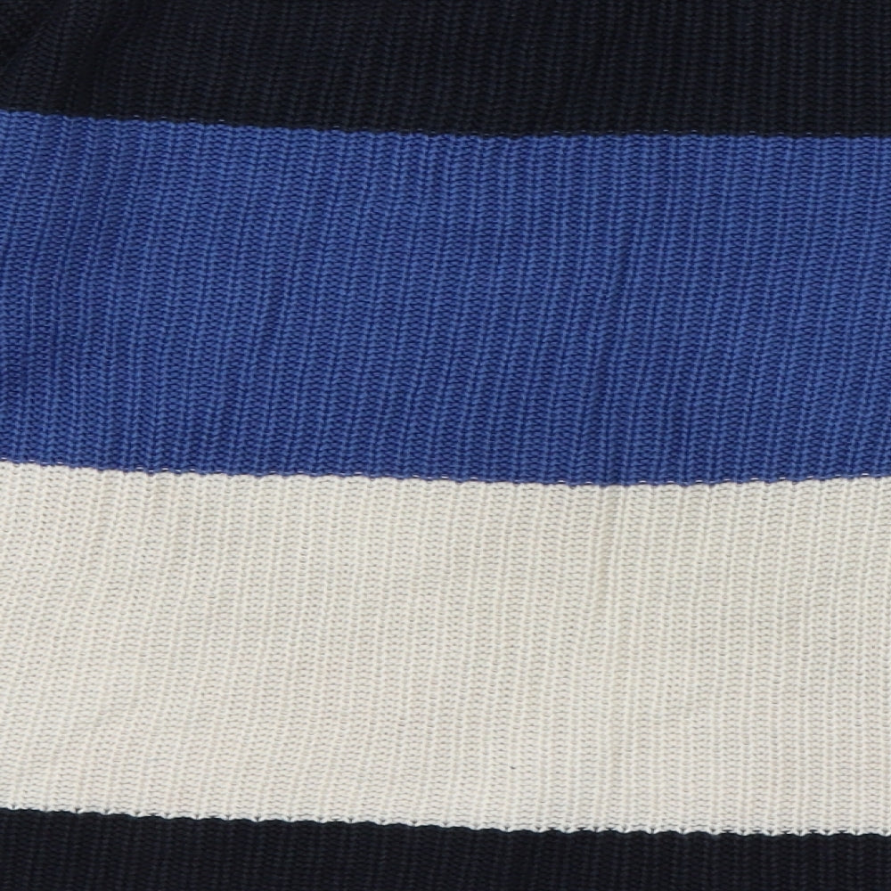 Matalan Womens Blue Crew Neck Striped Acrylic Pullover Jumper Size S