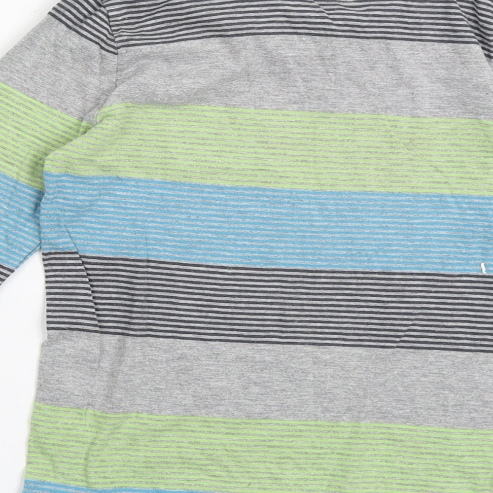 F&F Boys Grey Striped Cotton Basic Casual Size 5-6 Years Crew Neck Pullover