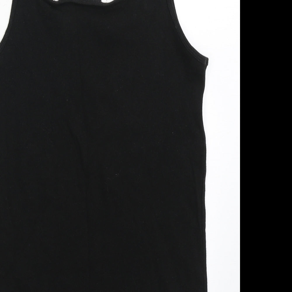 Jones & Co Womens Black Cotton Basic Tank Size L Scoop Neck