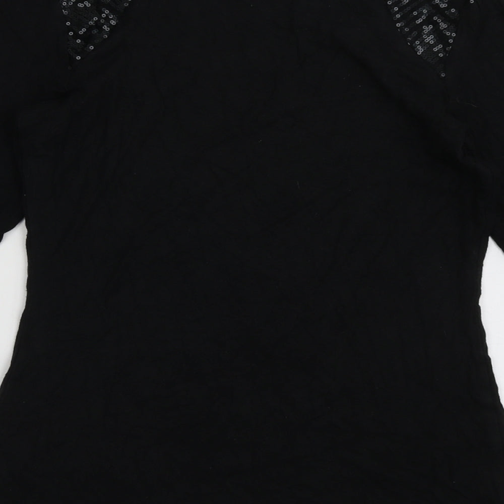 F&F Womens Black Viscose Pullover Sweatshirt Size 10 Pullover - Sequin detail