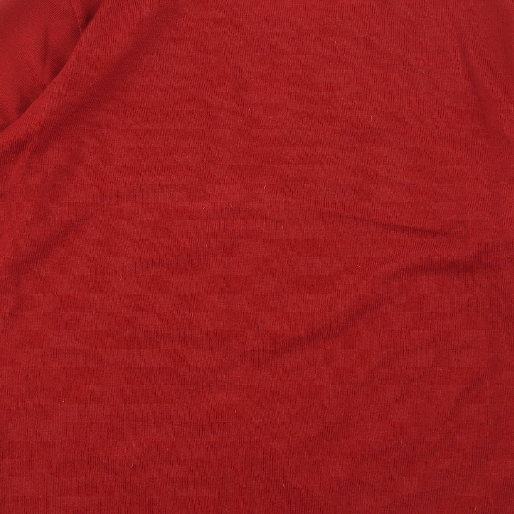 Edamee Womens Red Round Neck Acrylic Pullover Jumper Size 14 - Butterfly