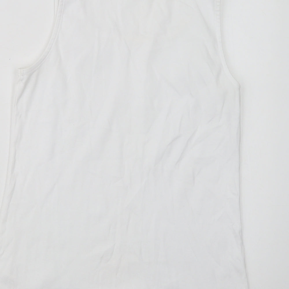 Love Tees Womens White Cotton Basic Tank Size 14 Crew Neck