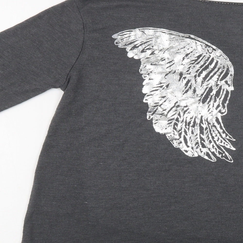 Preworn Womens Grey Round Neck Viscose Pullover Jumper Size L - Wings