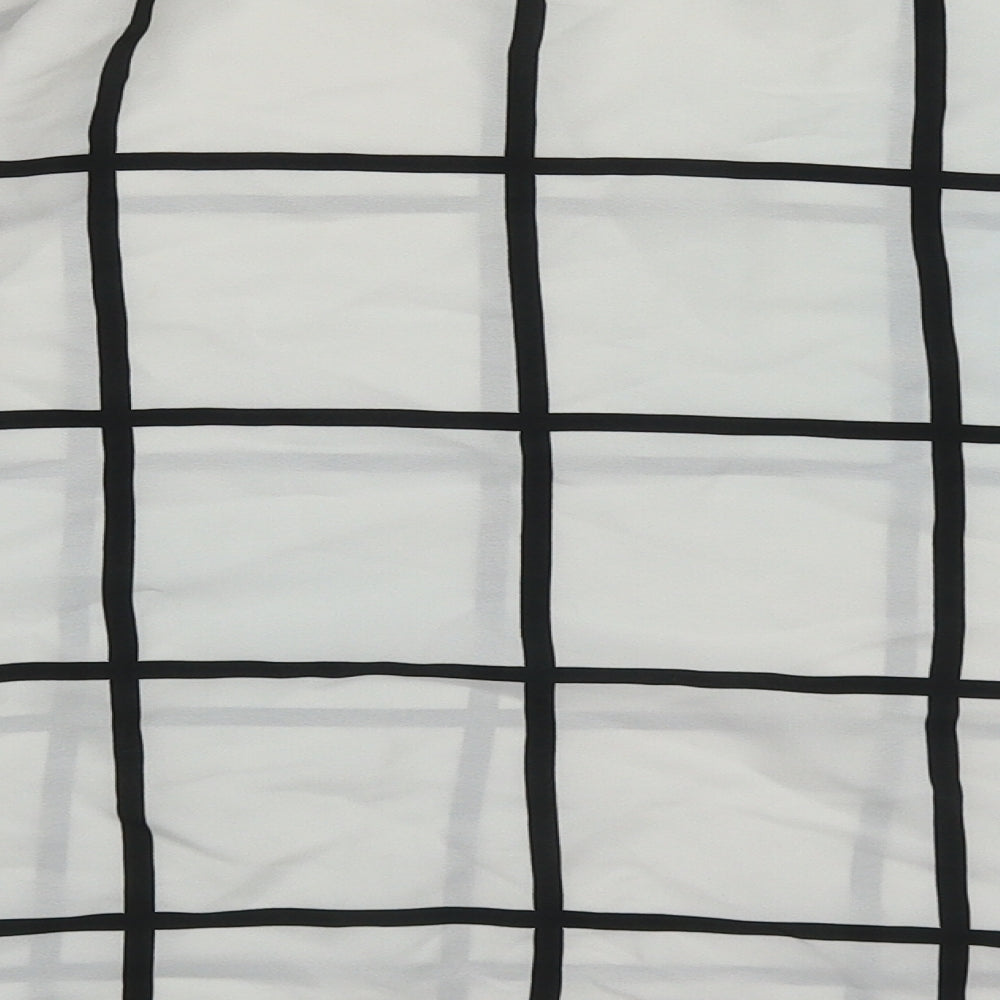 Zara Womens White Check Polyester Basic Blouse Size XS Round Neck