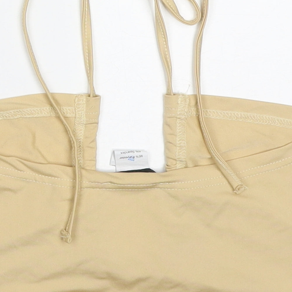 SheIn Womens Beige Polyester Cropped Tank Size XS Halter