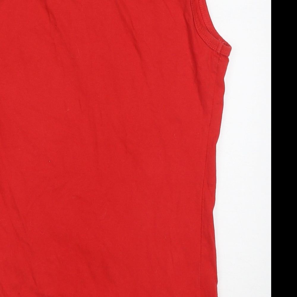 Euro 2016 Womens Red Cotton Basic Tank Size 10 Round Neck - Wales