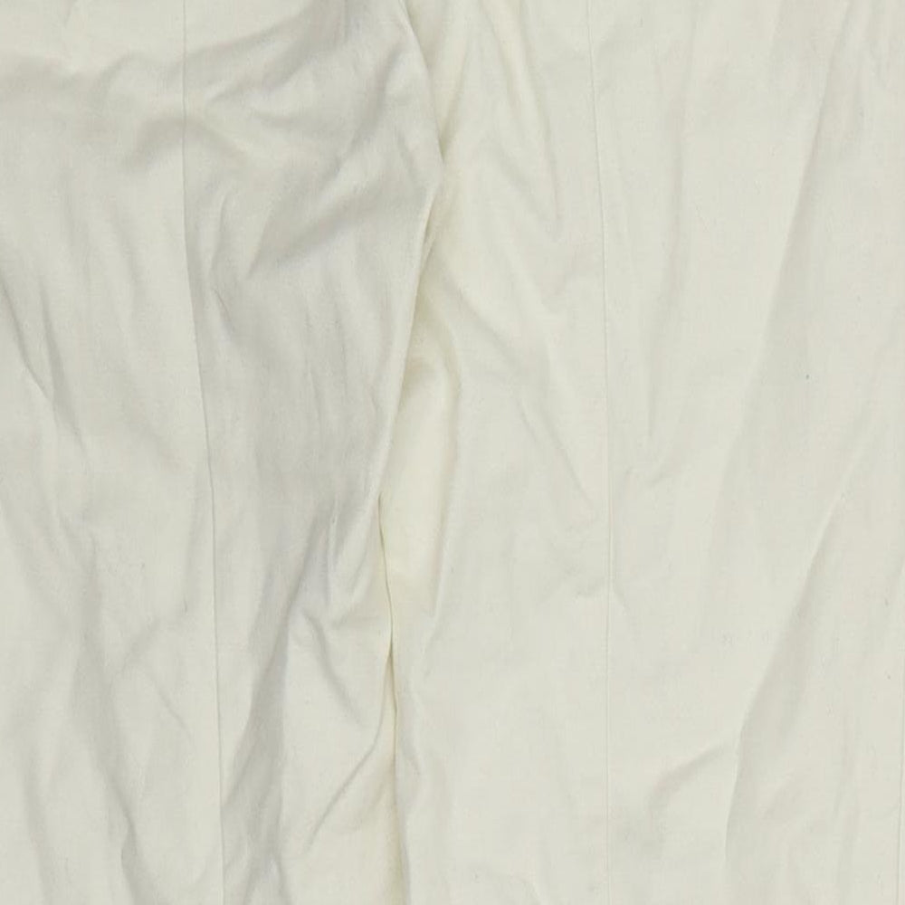 H&M Womens White Cotton Trousers Size 8 L28 in Regular Hook & Eye