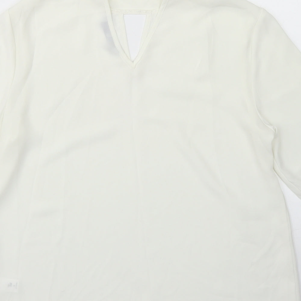 TU Womens White Polyester Basic Blouse Size 8 Mock Neck