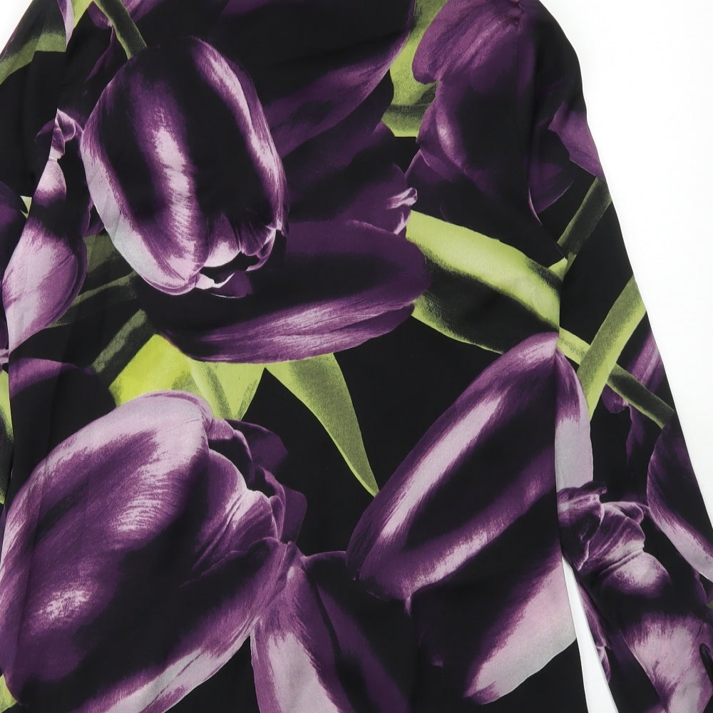 Basler Womens Purple Polyester Basic Blouse Size 10 Collared