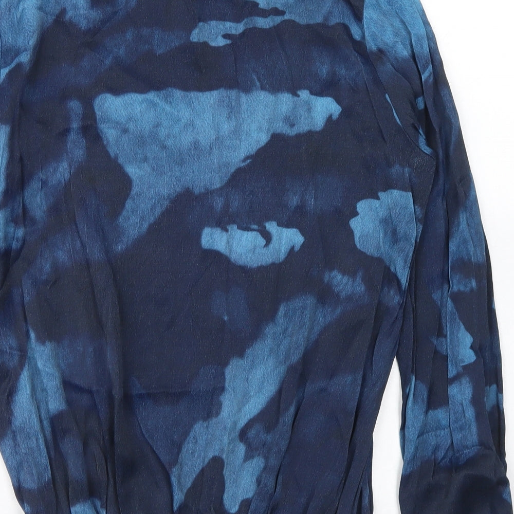 Gallery Womens Blue Geometric Viscose Pullover Sweatshirt Size 8