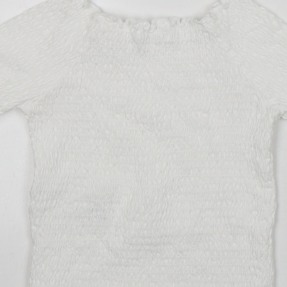 NEXT Girls White Cotton Basic T-Shirt Size 7 Years Round Neck