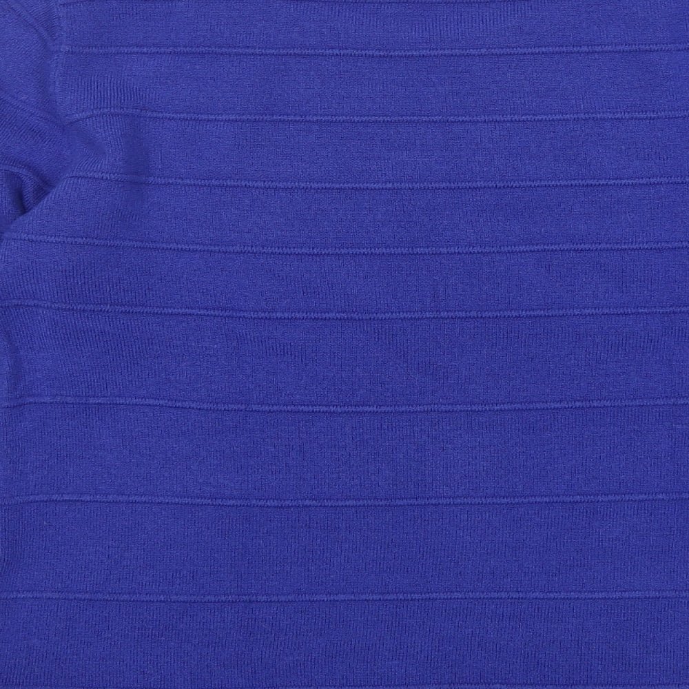 Mudflower Womens Blue Round Neck Acrylic Pullover Jumper Size M