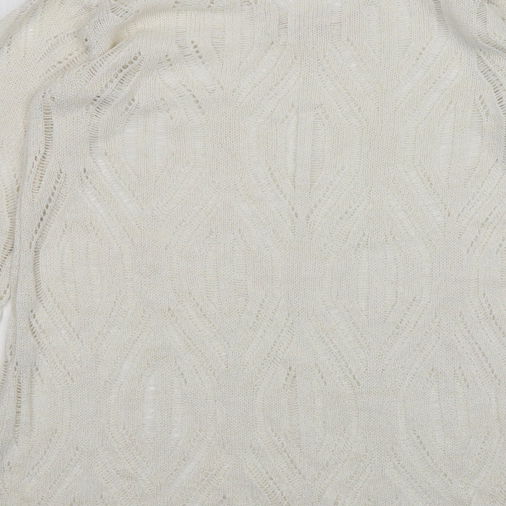 St Michael Womens Beige V-Neck Acrylic Pullover Jumper Size 10