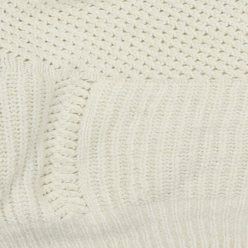 Topshop Womens White Collared Geometric Acrylic Pullover Jumper Size XS