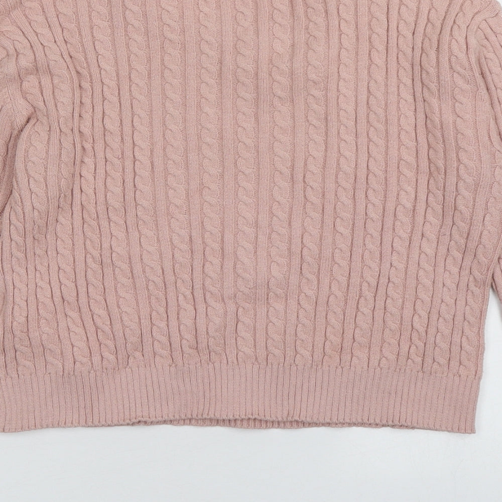 Pull&Bear Womens Pink Geometric Polyester Pullover Sweatshirt Size L Pullover