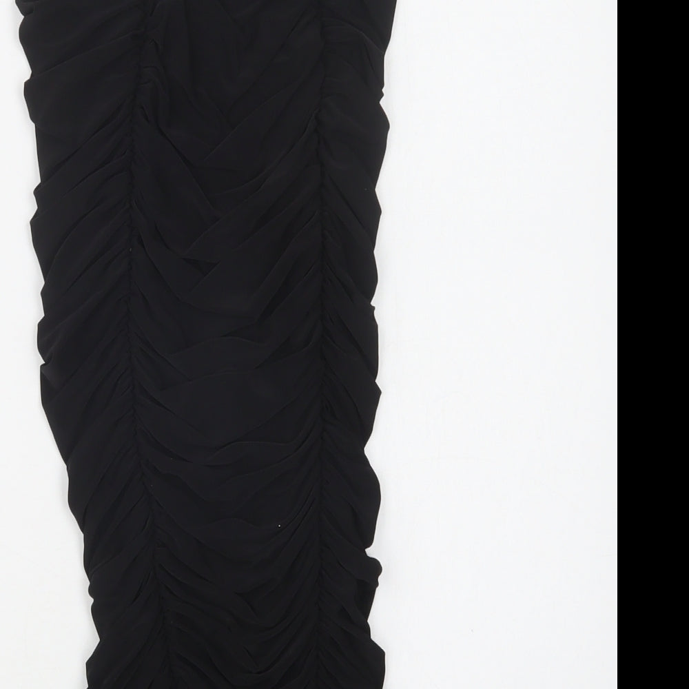 PRETTYLITTLETHING Womens Black Polyester Bodycon Size 6 Off the Shoulder