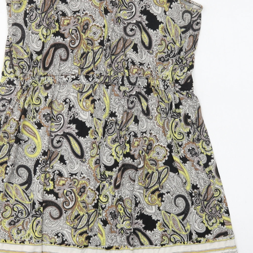 H&M Womens Multicoloured Paisley Viscose Tank Dress Size M Round Neck
