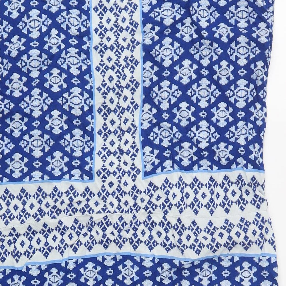 H&M Womens Blue Geometric Viscose Shift Size 12 V-Neck