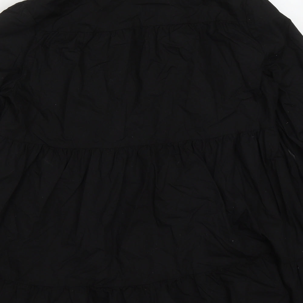 New Look Womens Black Cotton Basic Button-Up Size 10 Collared