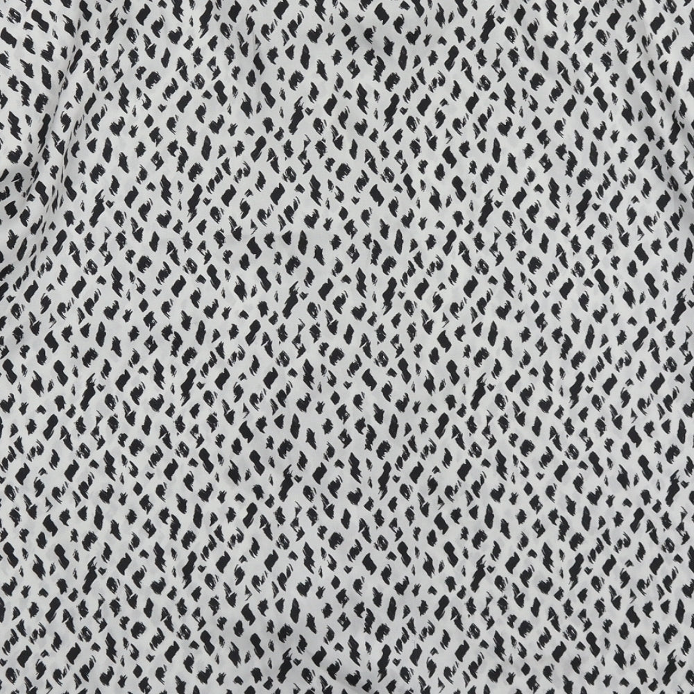 River Island Womens White Geometric Polyester Basic Button-Up Size 10 V-Neck - Black and White