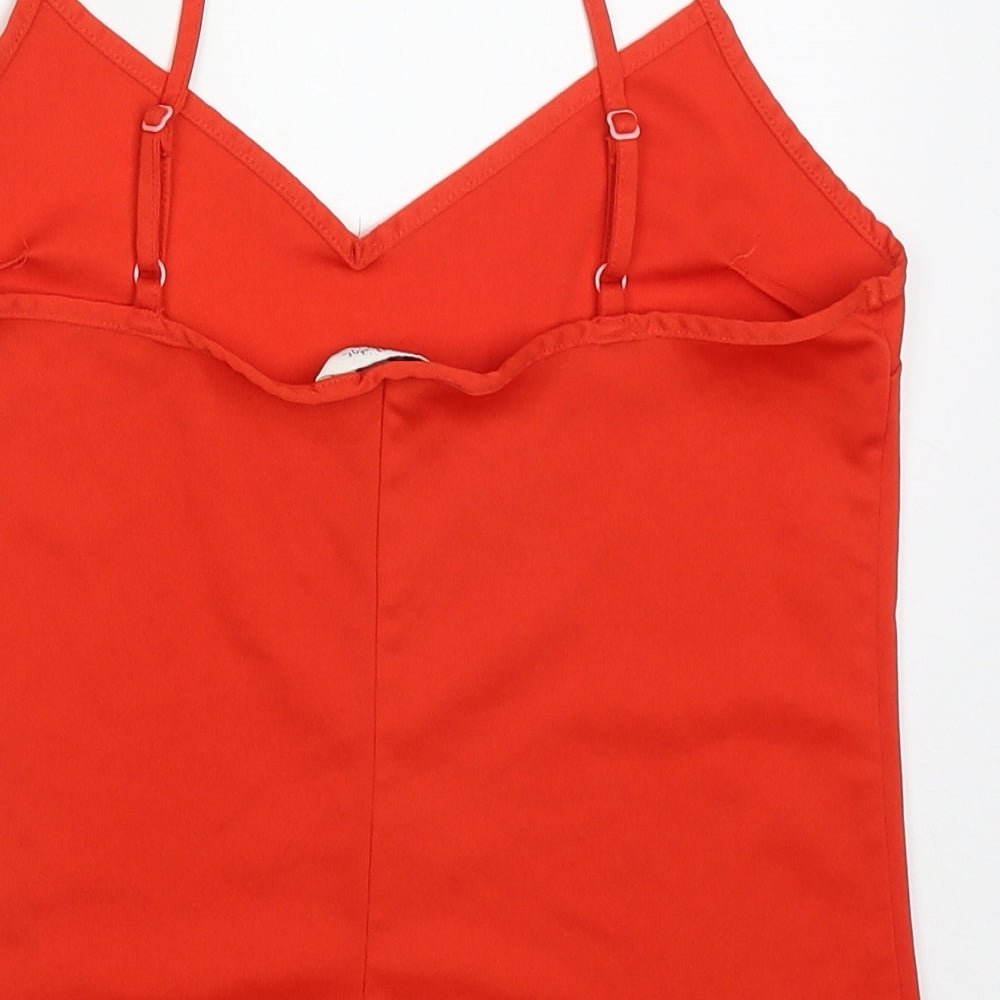 Miss Selfridge Womens Red Polyester Basic Tank Size 10 V-Neck