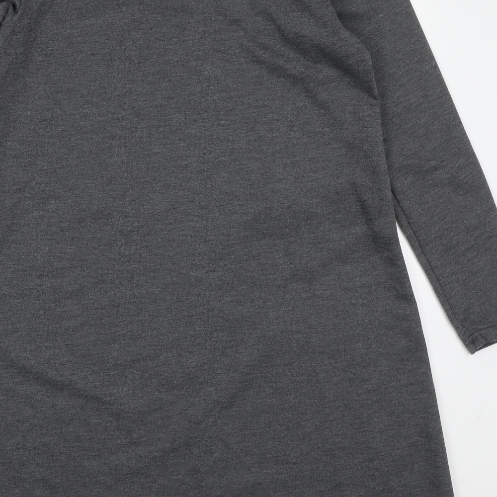 Zanzea Womens Grey Polyester A-Line Size M V-Neck Pullover