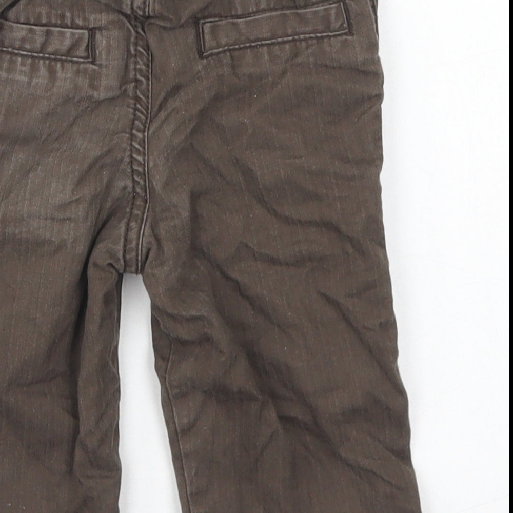 George Boys Brown Cotton Cargo Trousers Size 3-6 Months Snap