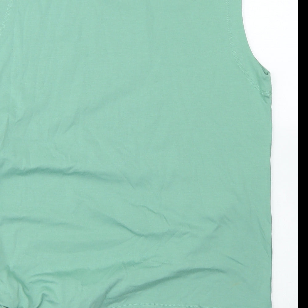 Gallery Womens Green Cotton Basic Tank Size S Crew Neck - Tie Front