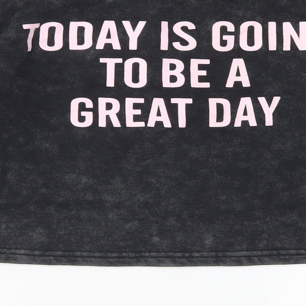 Primark Girls Black Cotton Pullover Sweatshirt Size 10 Years - Cropped, Puff sleeve