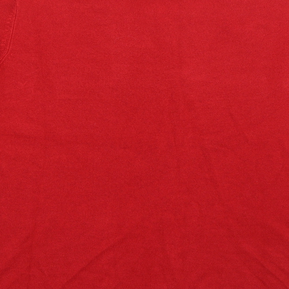 Love Knitwear Womens Red Boat Neck Plaid Acrylic Pullover Jumper Size 12 - Ribbed Knit detail