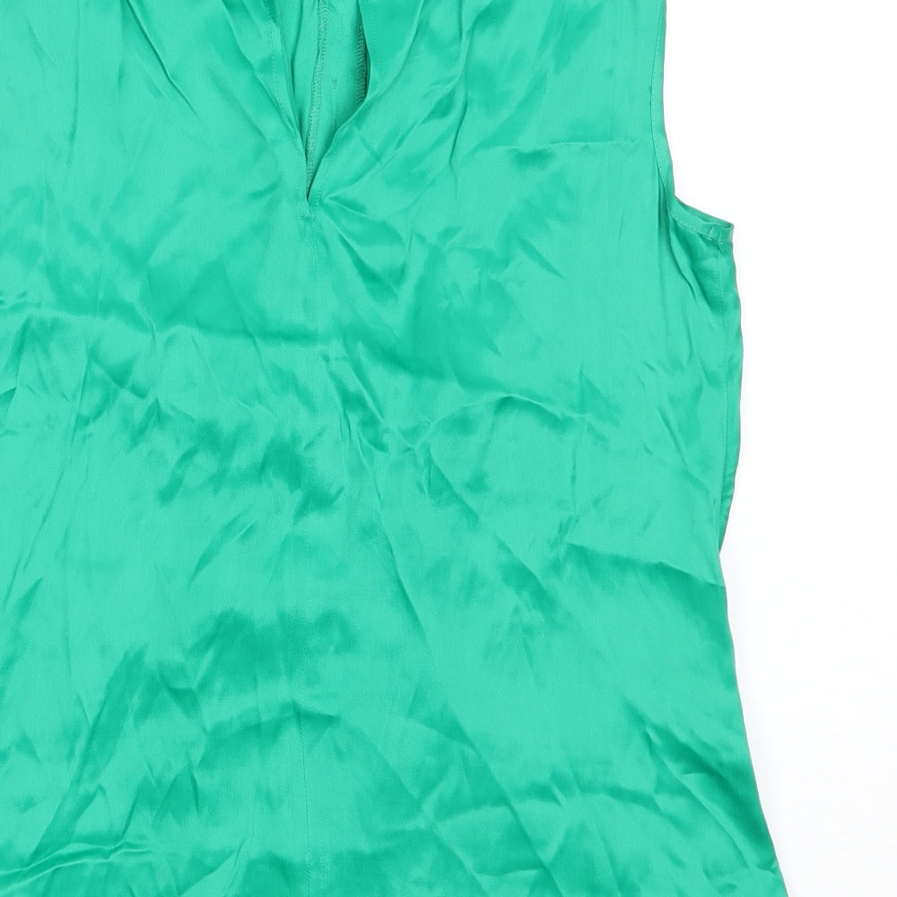 Gallery Womens Green Polyester Basic Blouse Size 10 Round Neck