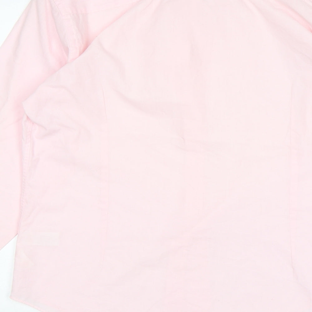 Preworn Mens Pink Polyester Dress Shirt Size M Collared