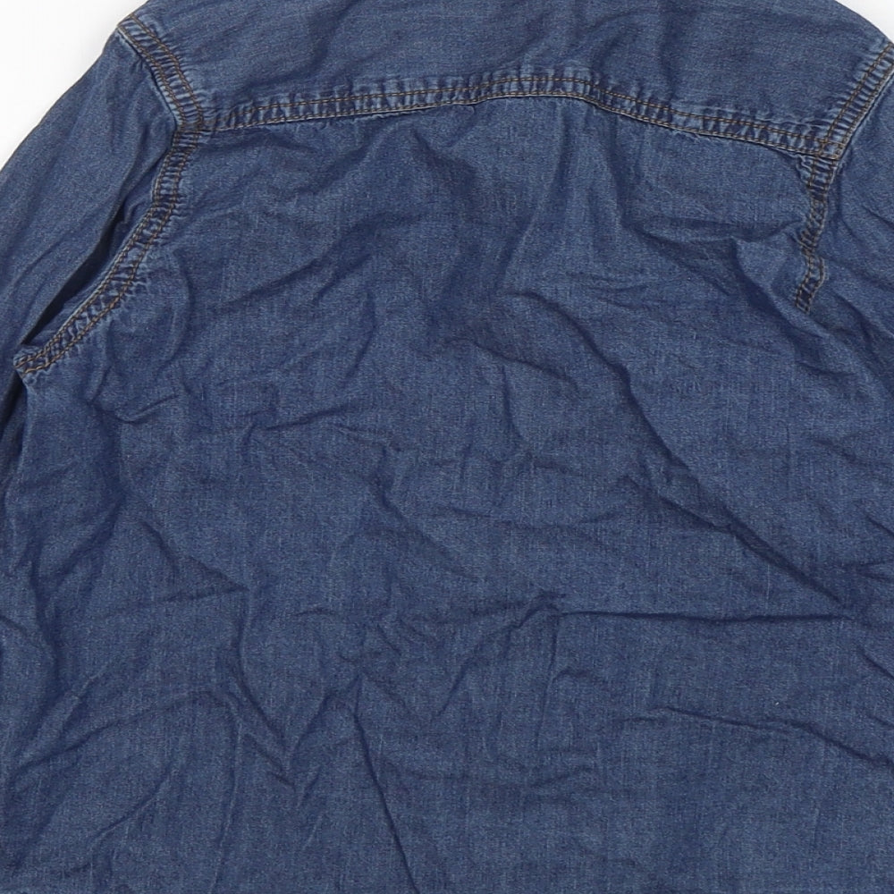 Rebel Girls Blue Cotton Basic Button-Up Size 7-8 Years Collared