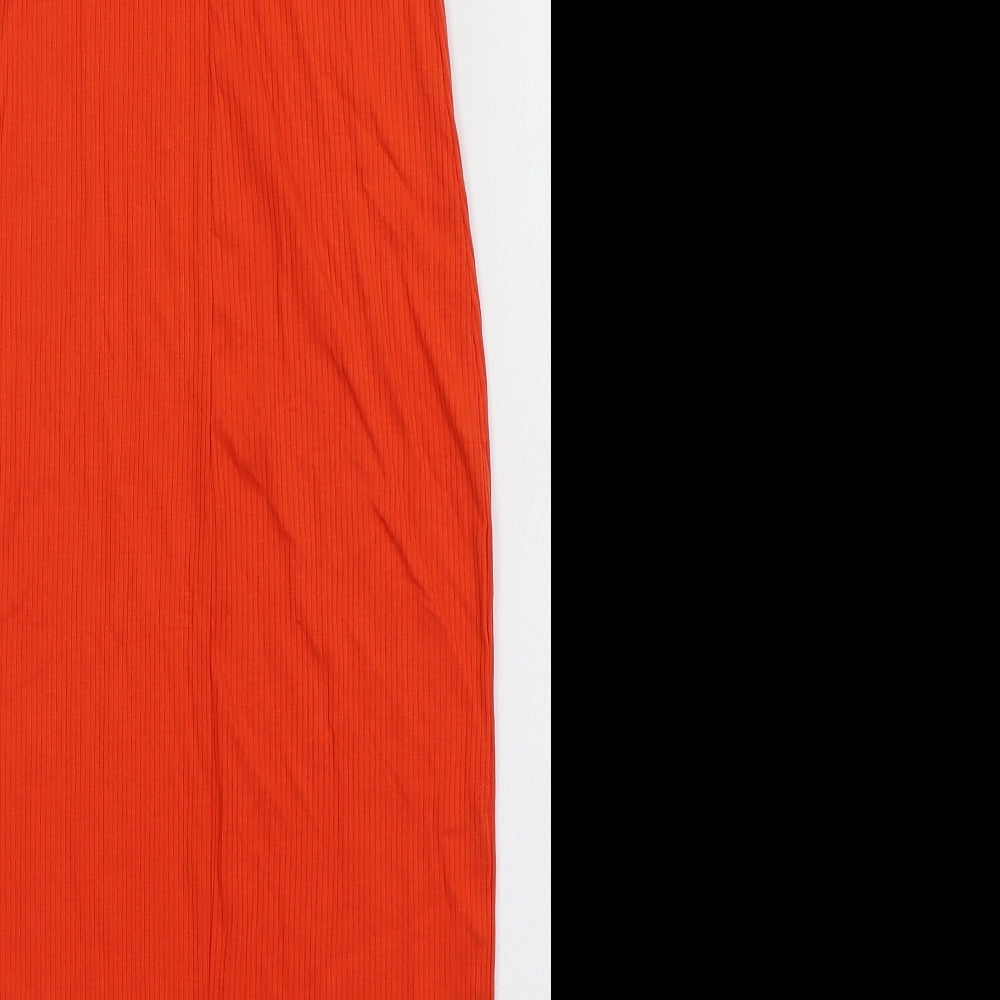 H&M Womens Orange Viscose Bodycon Size XS V-Neck Pullover