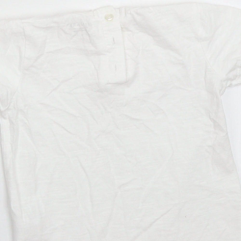Primark Girls White Cotton Basic T-Shirt Size 18-24 Months Crew Neck Button