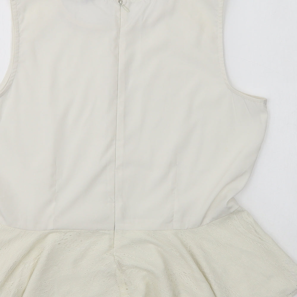 mAX Womens Ivory Polyester Basic Blouse Size 18 Round Neck - Embellished Neckline