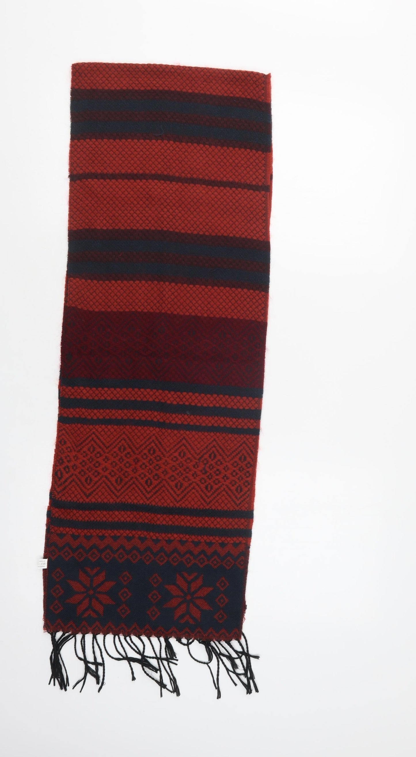 Preworn Womens Red Striped Acrylic Scarf