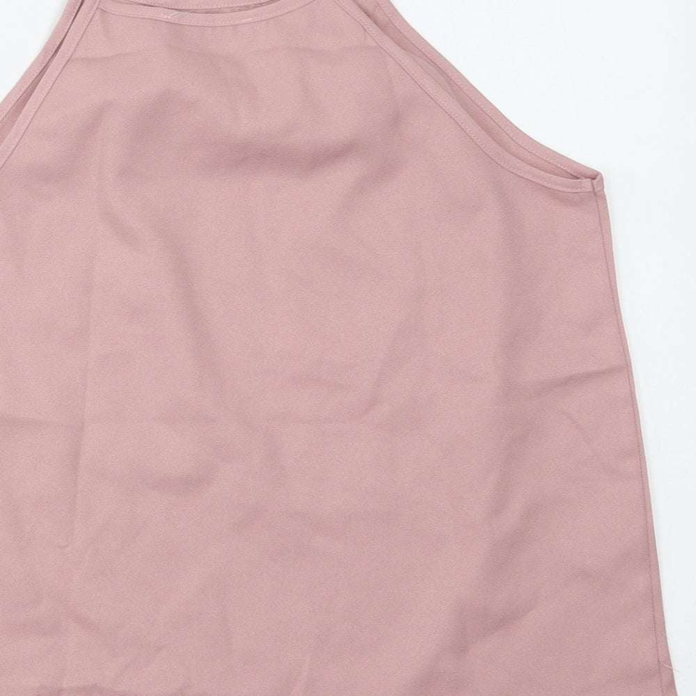 SheIn Womens Pink Polyester Basic Tank Size M High Neck